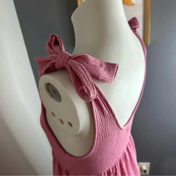 Wild Fable Pink Babydoll Mini Sundress Shoulder Tie Size Medium - Picture 3 of 10